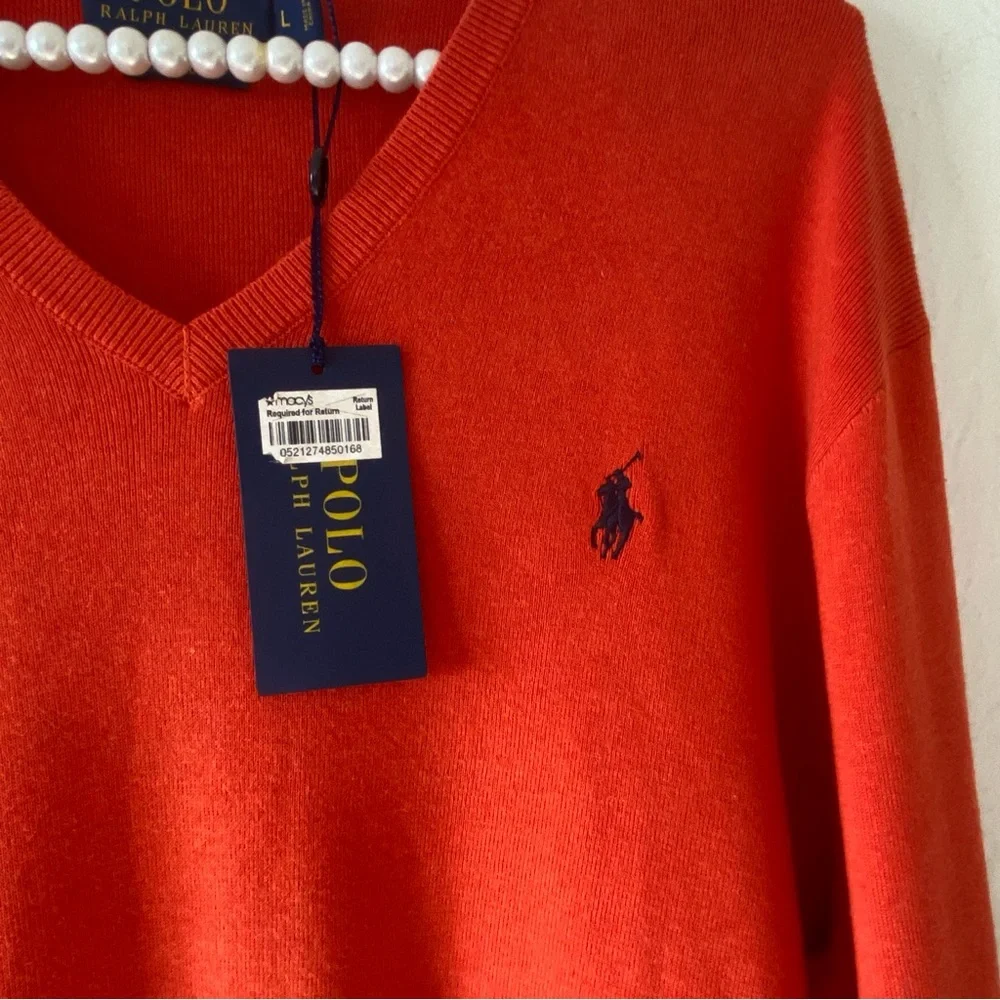 NWT Polo Ralph Lauren Cotton V-Neck Sweater